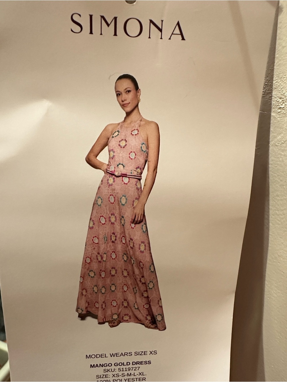 Simona Pink Floral Halter Maxi Dress